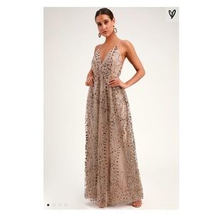 Luminous Night Taupe Lulu’s NWT Dress Small